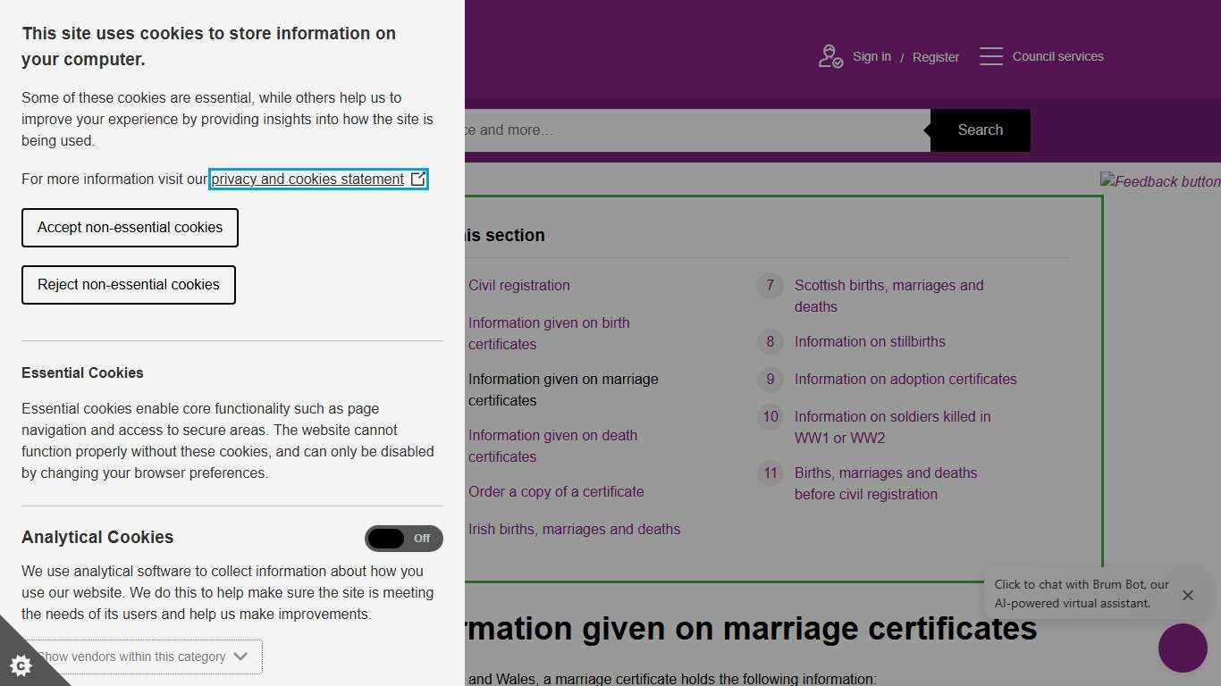 Information given on marriage certificates | Civil registration records | Birmingham City Council