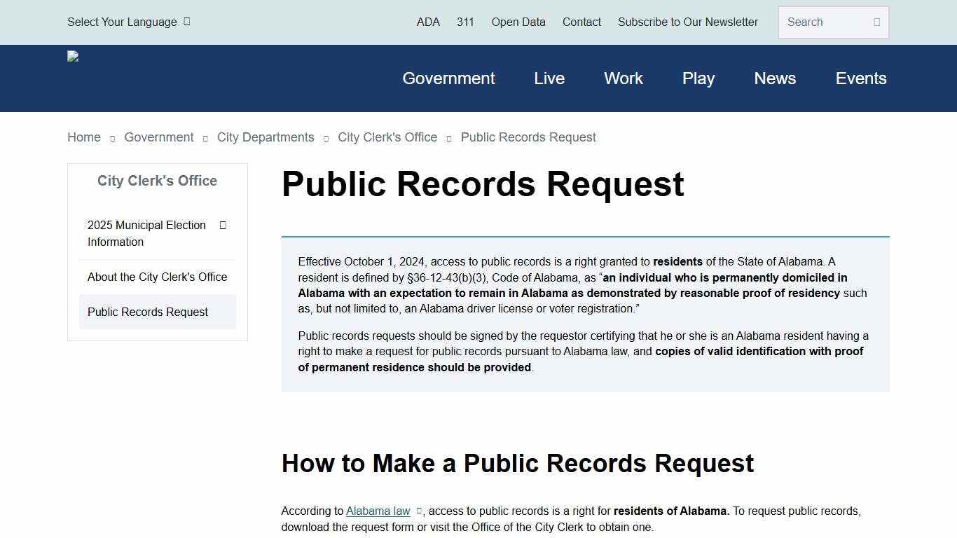 Public Records Request | City of Birmingham, Alabama
