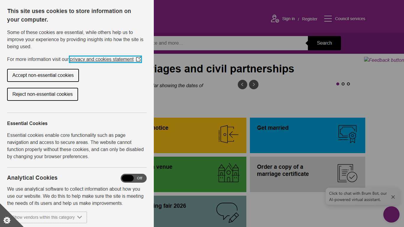 Marriages and civil partnerships | Birmingham City Council